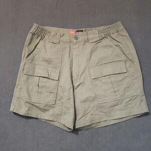 Jon Lauren Cargo Shorts Mens 36 Green Cotton Elastic Waist Utility Pockets